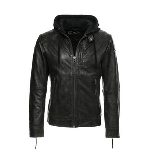 Blouson en cuir véritable pour hommes Blouson en cuir de vachette véritable avec logo personnalisé pour hommes vente en gros - Product Image 3