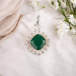 Colgante de ónix verde, piedra preciosa, plata de ley 925, joyería hecha a mano para mujer, regalo de cumpleaños, elegante y único - Product Image 3