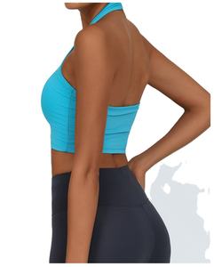 Débardeur de yoga et de fitness à dos ouvert et à col suspendu, soutien-gorge de sport rembourré nude pour la course à pied et l'entraînement, respirant avec logo frontal - Product Image 3