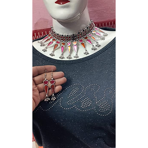 Multicolor <b>Mirror</b> Bindi Necklace for Party Occasions - Product Image 3