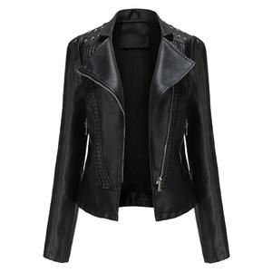 2025 Premium Quality Women's Faux Leather Jacket <b>Canvas</b> Autumn Coat with New Design Front Logo - Product Image 3