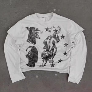 Custom Street Wear 2026 Graphic Boxy Waffle Hip Hop Alta calidad para hombres Camiseta de manga larga de gran tamaño de doble capa - Product Image 1