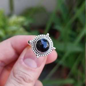 Handmade 925 Sterling Silver Women's <b>Statement</b> <b>Ring</b> Natural Black Onyx Gemstone with Boho Style Gift for Occasions - Product Image 6