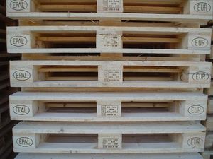 พาเลทไม้ยูโร4ทิศทางแบบเดี่ยวขนาด1200x1000X150มม. ไม้สนเนื้อแข็งสีเหลืองสำหรับใช้ในอุตสาหกรรมพาเลท EUR/epal - Product Image 6