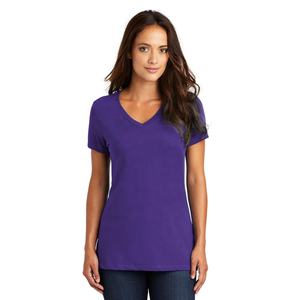 Camisetas personalizadas de alta calidad con cuello en V para mujer, ropa de manga corta con cuello en V, color púrpura - Product Image 1