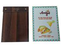 Menu en bois format A4, logo gravé au laser, impression couleur personnalisée, haute qualité, certifié ISO9001, restaurants, MOQ 50