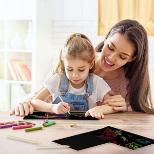 Vẽ Scratch giấy nghệ thuật thiết lập cho trẻ em Scratch Off Craft Quà Tặng ma thuật tấm - Product Image 5