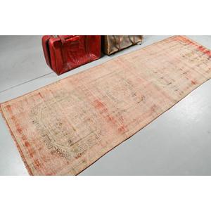 Tapis turc vintage, tapis de 3,2 x 9,6 pieds, tapis en laine rouge à imprimé animal - Product Image 2