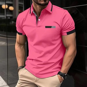 Camisetas de polo para hombre con logotipo personalizado, camiseta Polo de manga corta de verano sólida con botones a la moda, camiseta informal deportiva 100% de algodón - Product Image 5
