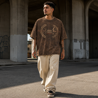 T-shirt personnalisé pour homme, style décontracté, en coton éponge 100% de haute qualité, délavé à l'acide, séchage rapide, respirant, anti-boulochage