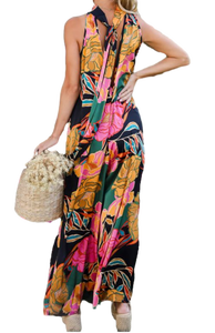 Vestido Maxi Floral Negro de Alta Calidad, Diseño Fluido, Uso Diario Profesional e Informal, Venta al por Mayor Ética desde Surat, India - Product Image 3