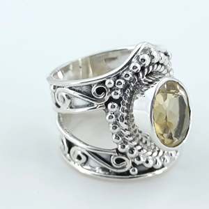 Navya <b>Craft</b> Women's Handmade 925 Sterling Silver <b>Ring</b> Citrine Oval Bezel Setting Gift for Women - Product Image 5