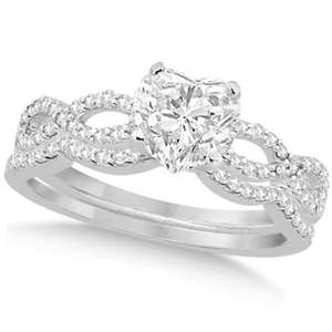 Ensemble de mariage en argent 925 avec cœur infini torsadé et diamant moissanite 0,88 ct, motif clé tendance, or rose pour cadeau de fiançailles - Product Image 1