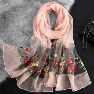 Custom Embroidery <b>Scarf</b> Fabric with White Labeling Service, High-Quality Bulk Supply, and Low MOQ for Your Brand - Product Image 1