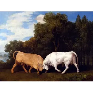 G. Stubbs Bulls Combattant le Bétail Carrelage Mural Élégant Marbre Céramique Mur Dosseret Art - Product Image 1