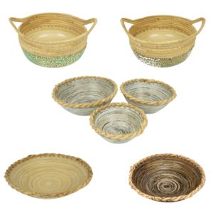 Bol en bambou filé écologique mélange jacinthe d'eau bol de service fait main vaisselle rustique accessoires de salle à manger - Product Image 1