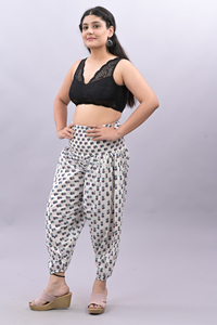 Sarouel en coton fait à la main pour femmes taille haute jambe large pantalon décontracté respirant design grande taille - Product Image 5
