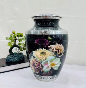<span class=keywords><strong>Elissa</strong></span> fiori Vintage in alluminio cenere urna cremazione urna per ceneri umane adulti maschi e femmine urne Decorative per gli esseri umani cenere - Product Image 2
