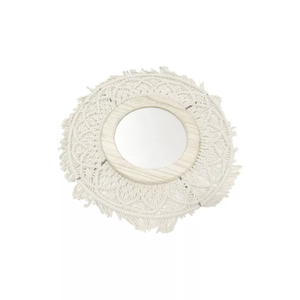 Miroir mural en macramé de forme ronde moderne finition naturelle décoration de Noël décorative colorée - Product Image 1