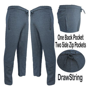 Pantalon de survêtement de sport décontracté à taille haute pour homme, en coton molletonné coupe ajustée avec poches zippées pour l'entraînement et l'usage quotidien - Product Image 2