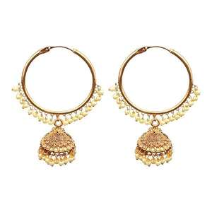 ต่างหูไข่มุกชุบทอง kriaa jhumki 1313039เครื่องประดับมุกที่หรูหราและมีสไตล์ - Product Image 1