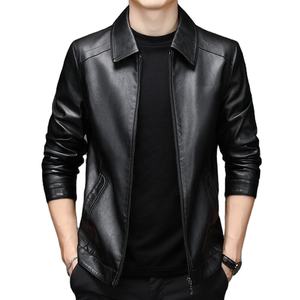 Chaqueta de Cuero para Hombre 2025, Estilo Motociclista, Ajustada, Regular, Personalizable, de Lona, Impermeable, Transpirable, con Cuello Alto - Product Image 4