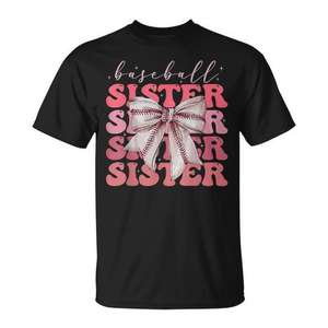 T-shirt Coquette Bow pour fille, motif rose et blanc, pour les fans de baseball - Product Image 1