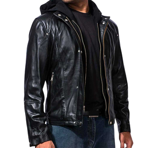 Veste en cuir de vache véritable entièrement personnalisée pour homme, hiver, chaude, col montant, logo frontal, respirante, à capuche, Pakistan - Product Image 3