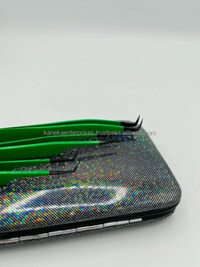 <b>Green</b> Neon Coated Stainless Steel Eyelash Extension Tweezers Soft Smooth Precision Isolation Lash Tweezers Sustainable Custom - Product Image 2