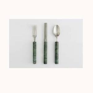 Ensemble de couverts modernes plaqués argent royal de haute qualité avec design en marbre vert - Product Image 1