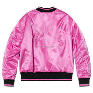 Trending Custom Satin Bomber Lightweight Pink <b>Jacket</b> for <b>Men</b> Ribbed Hem Side Waist Pockets Zipper Closure For Daily Wear - Product Image 2