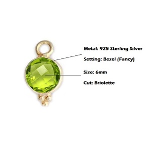 Breloques de lunette en argent sterling 925 6mm vert émeraude plaqué rhodium personnalisé EDM ODM en gros en vrac pour la fabrication de bijoux - Product Image 2