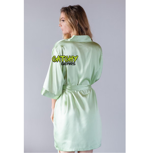 Femmes grande taille Satin Robe motif fleuri manches 3/4 ceinturé Kimono Robe soyeuse mariage demoiselle d'honneur peignoir fête Robe de chambre - Product Image 2