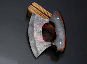 Venta al por mayor de acero damasco cortador de pizza Chef cuchillo de cocina Ulu cuchillo - Product Image 2