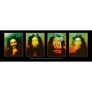Bob Marley Long-Track <b>Poster</b> Modern Design Style 4 Different Images Black <b>Frame</b> Paper Material for Wall Use - Product Image 1