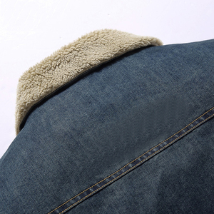 Veste en jean d'hiver pour homme Coupe-vent Écologique Personnalisable Doublure en coton chaud Col montant Cowboy Style décontracté Style urbain - Product Image 4