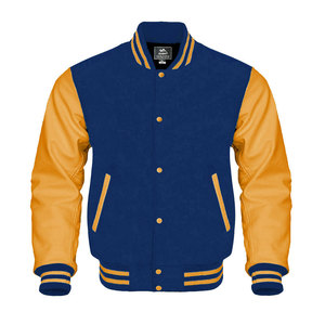 Veste universitaire en laine royale pour hommes personnalisable hiver High Street Letterman Baseball Style Stand or en cuir véritable Service OEM - Product Image 1