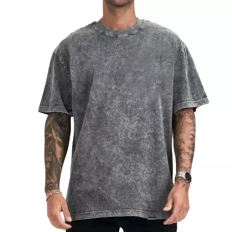 Wholesale High Quality Mens Acid Wash T-shirt Streetwear hip hop tshirts Custom Design Vintage T Shirts Patch Work