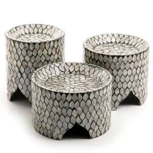 Plateau de serveur de chocolat fait à la main MOP Work Lot de 3 incrustations bleues idéales pour les supports de gâteaux de mariage de la plus haute qualité d'Inde - Product Image 3