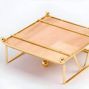 Servilletero de base de madera plana de hierro de lujo, brazo dorado con embalaje para mesa de comedor, fiesta, soporte de estante de pie de Metal - Product Image 4