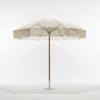 Parasol d'extérieur pliable JNC en macramé, minimaliste, fait main, écologique et élégant pour la décoration d'hôtels, de parcs et de cafés