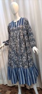 Robe imprimée en blocs de coton 100% pour femmes confortable coupe ample tunique décontractée faite à la main vêtements d'été avec taille naturelle - Product Image 2