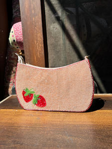 strawberry beaded shoulder bag Indian fully handcrafted for women handmade luxury evening party fashion <b>handbag</b> designer bag art - Product Image 3