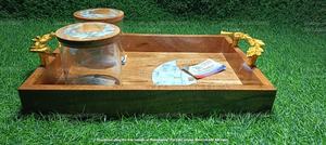 Ensemble de service en acrylique artisanal, plateau en bois incrusté de nacre, récipient de stockage alimentaire, édition cadeau d'affaires classique - Product Image 6