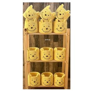 Hand Knitted Style <b>Storage</b> <b>Basket</b> 8x7 Inch Yellow Organizer Cute Kids <b>Toy</b> or Desk Decor for Living Room, Bedroom - Product Image 1