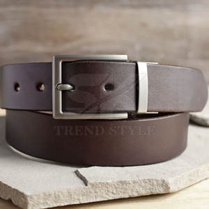 Ceinture classique en cuir à une seule couleur, sangle réglable pour la mode et le confort, ceinture en cuir véritable à une seule couleur - Product Image 2