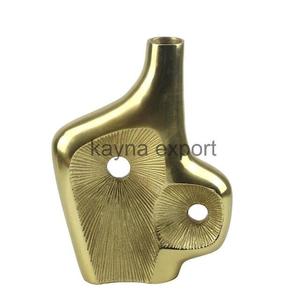 Jarrón de Metal con Diseño de Granada, Acabado en Latón, Centro de Mesa con Patrón de Rayas para Decoración de Mesa de Comedor - Product Image 6