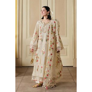 Conjunto de 3 Piezas Maryam Hussain: Camisa de Chifón con Bordado Intenso, Dupatta y Pantalón, Colección Primavera/Verano-BIC-4903 - Product Image 1