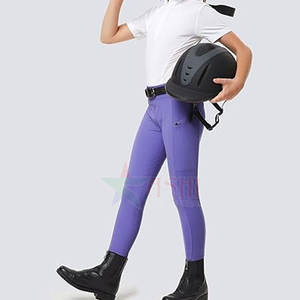 Leggings d'équitation pour enfants et femmes, coupe régulière, taille mi-haute, en spandex/polyester, imperméables, coupe-vent, couleur personnalisable - Product Image 4