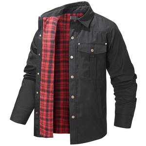 Chaqueta Retro de franela a cuadros para hombre, chaqueta cortavientos informal de manga larga para primavera y otoño, solapa para motocicleta, ropa de carreras de automóviles - Product Image 1